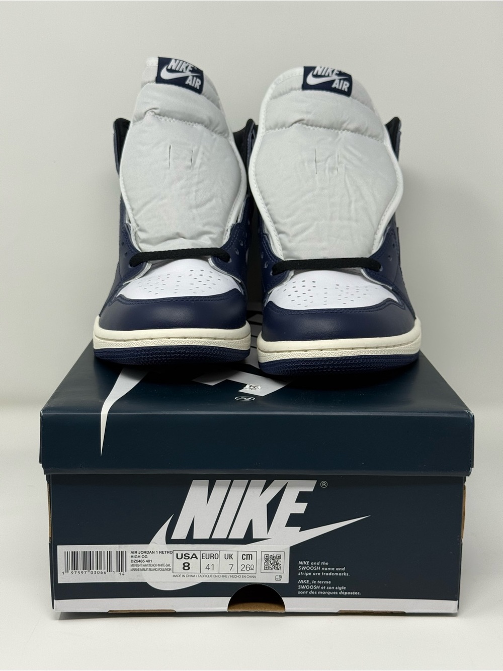 Size 8- Nike Air Jordan 1 Retro High OG Midnight Navy Black White DZ5485-401